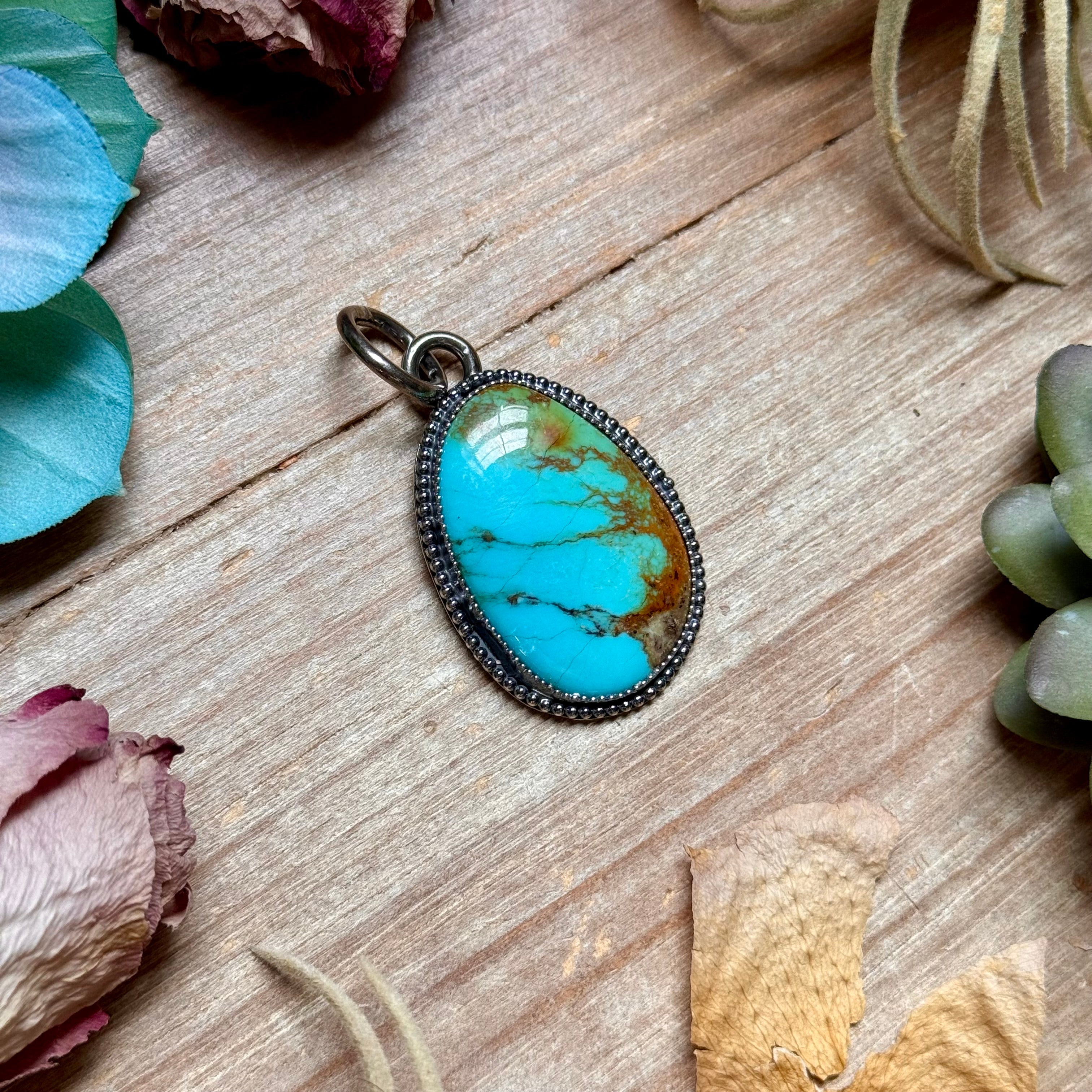 MJ Oval Turquoise Pendant – Sterling Silver