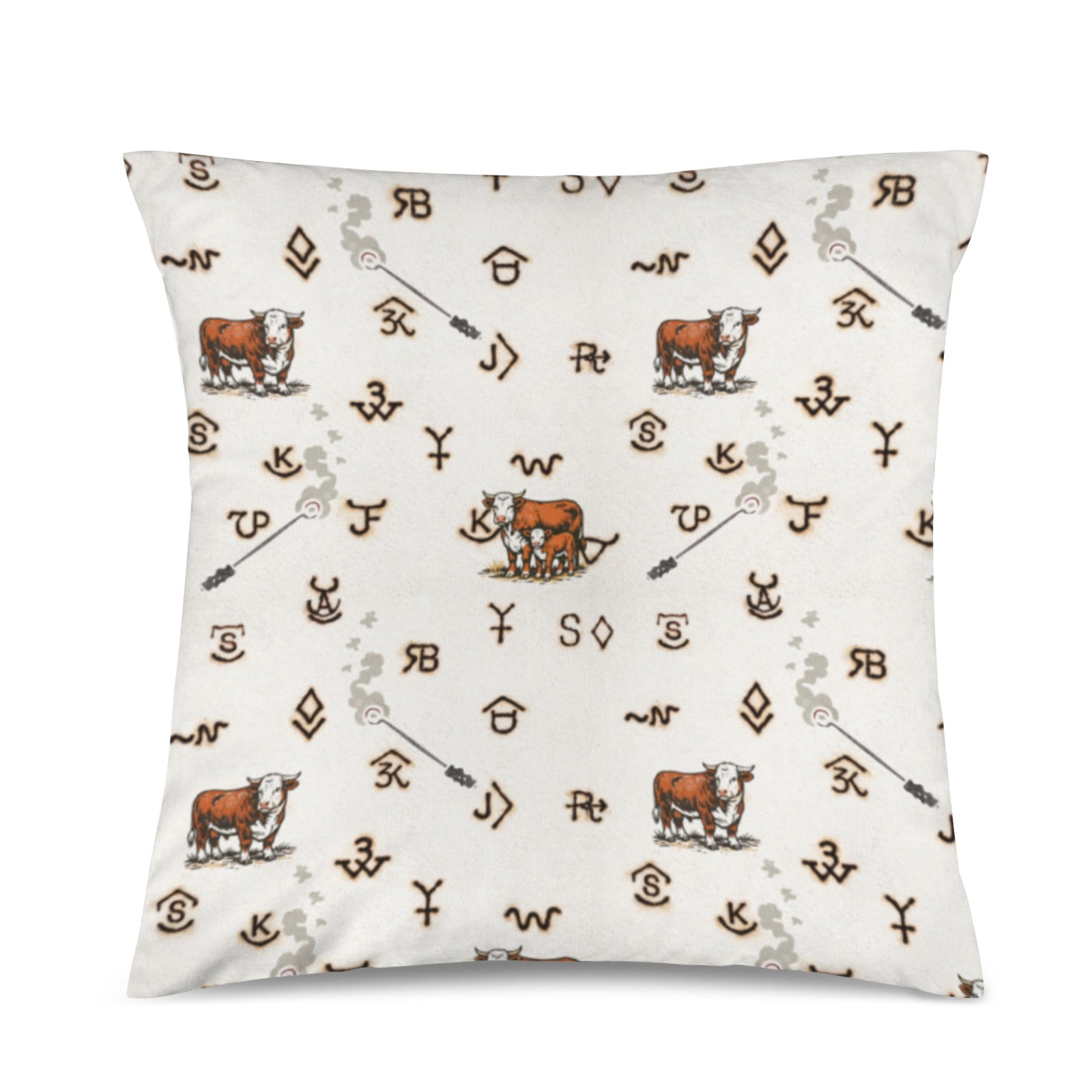 Baha Ranch Hereford Brands Velvety Soft Pillow Cover Made in America