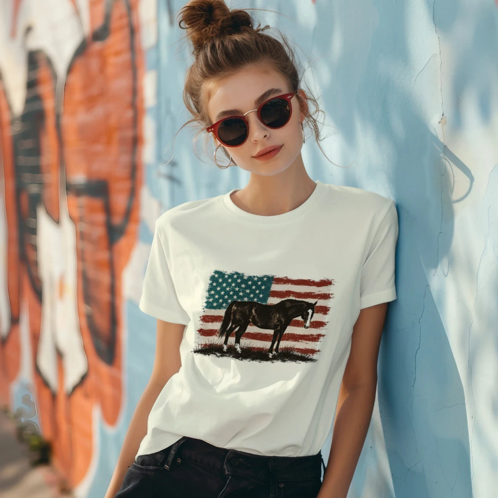 Vintage Turquoise Flag and Horse Women's Tee