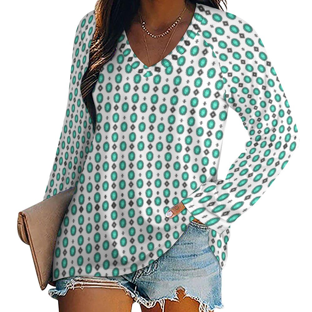 Baha Ranch Turquoise Concho Long Sleeve Top