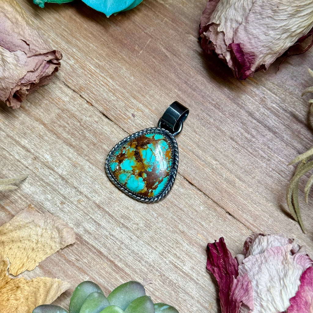 MJ Turquoise Sterling Silver Pendant – Rounded Triangle