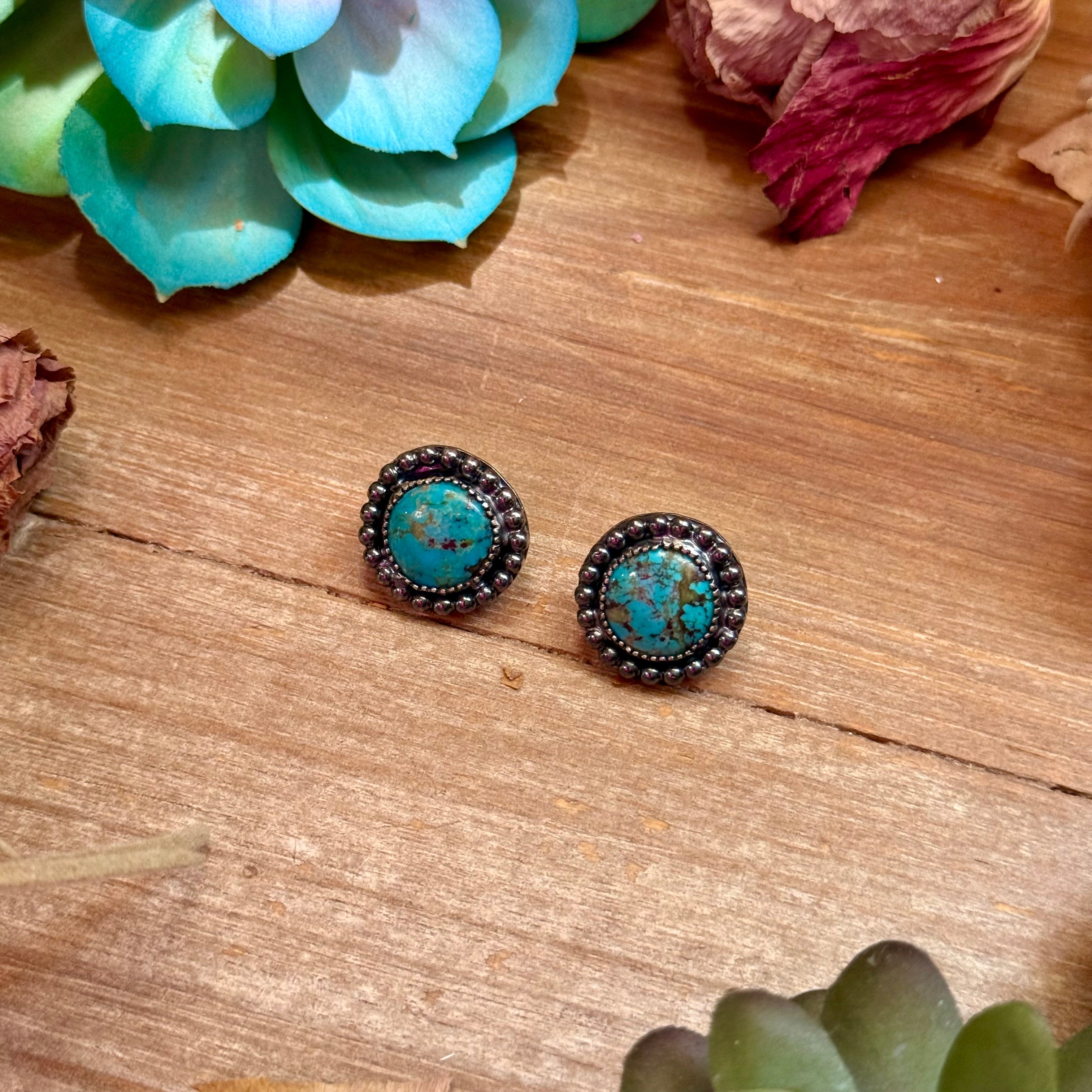 MJ Round Turquoise Stud Earrings