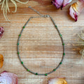 Green Turquoise Glass Seed Bead Necklace – 14 Inch