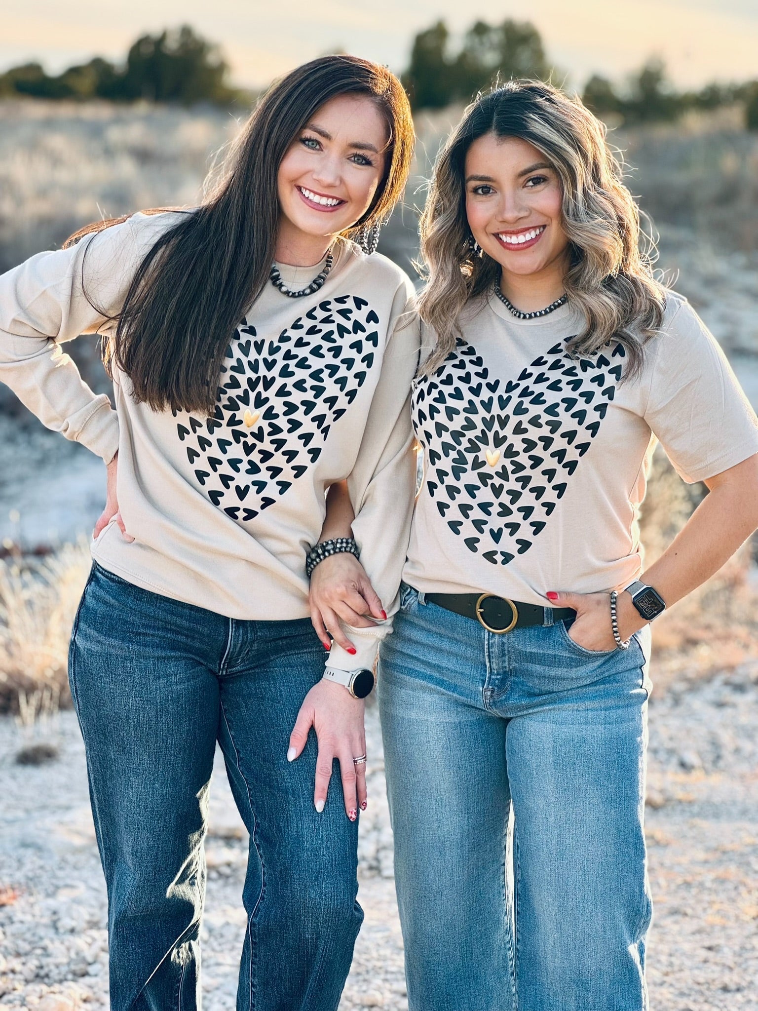 Tiny Hearts with Gold Puff Tee & Sweatshirt