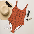 Baha Ranch Yeehaw Brown Cattle Brands One-Piece Swimsuit