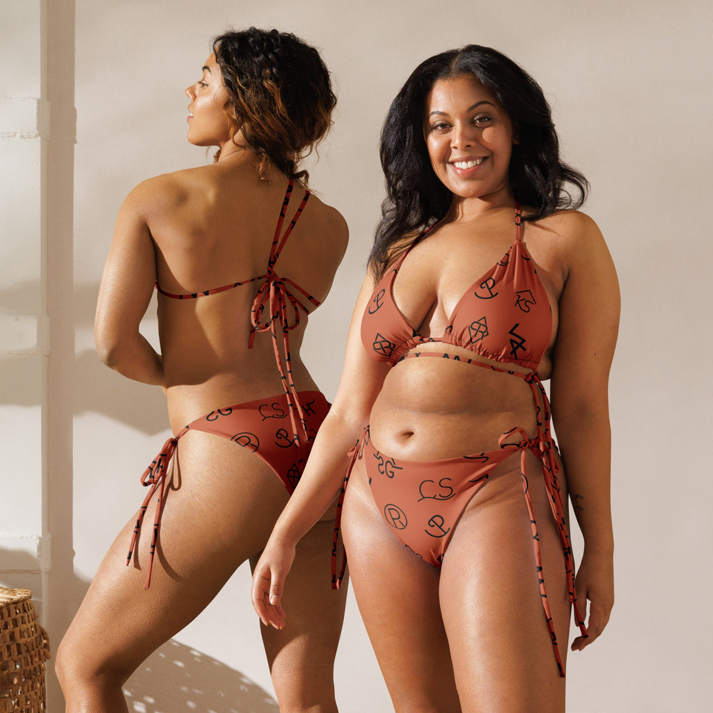 Baha Ranch Yeehaw Brown Cattle Brand String Bikini