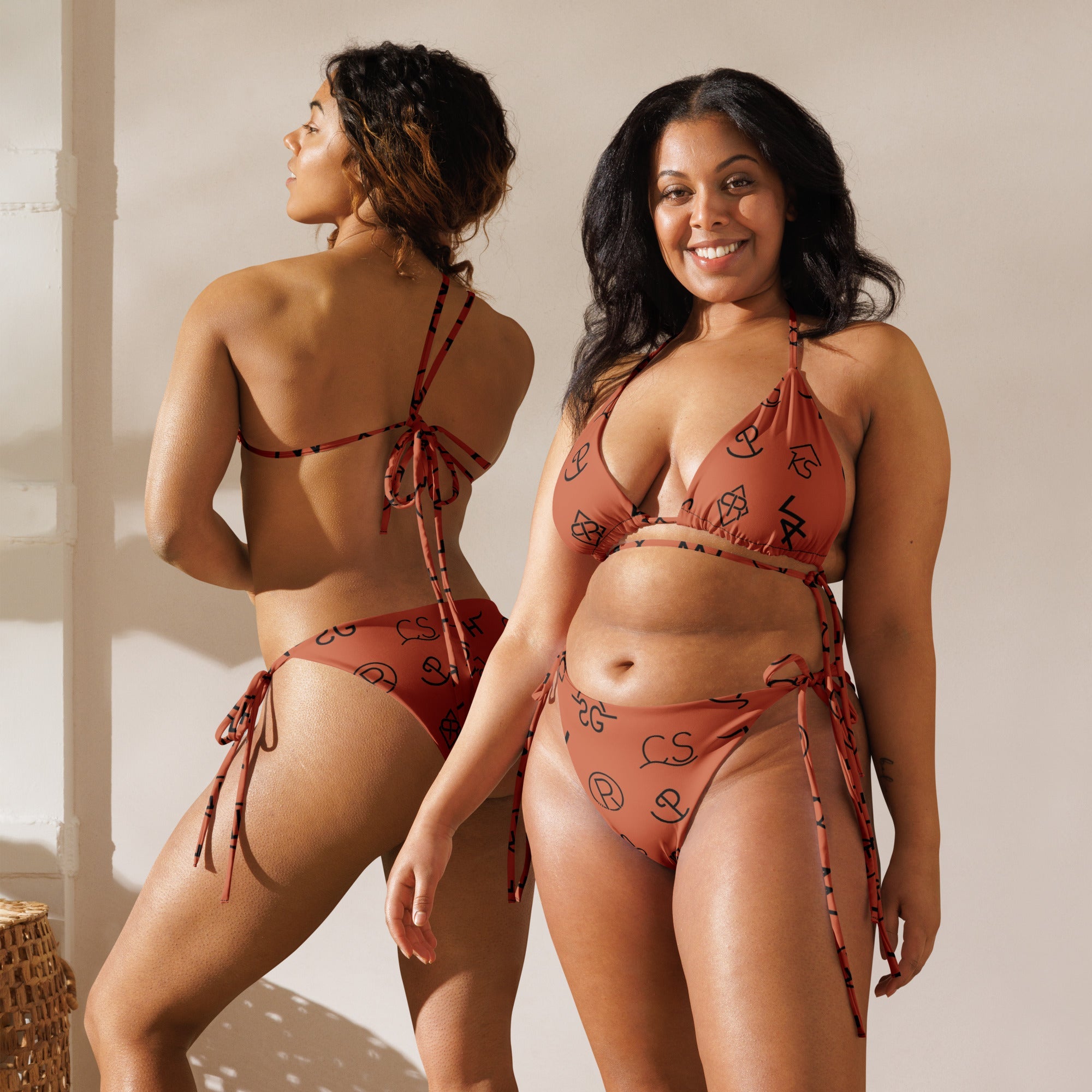 Baha Ranch Yeehaw Brown Cattle Brand String Bikini