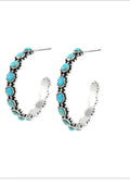 Sterling Silver Turquoise Hoops