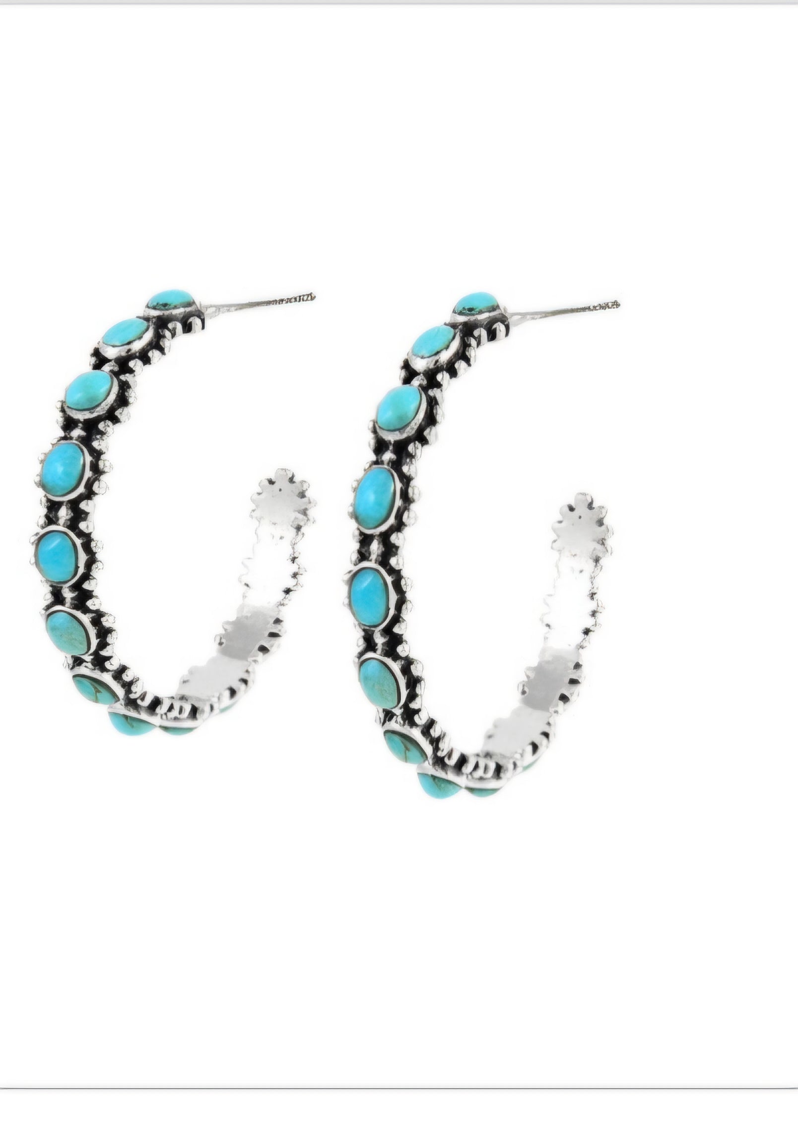 Sterling Silver Turquoise Hoops