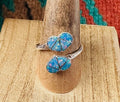 Zuni Sterling Silver & Blue Opal Heart Adjustable Ring