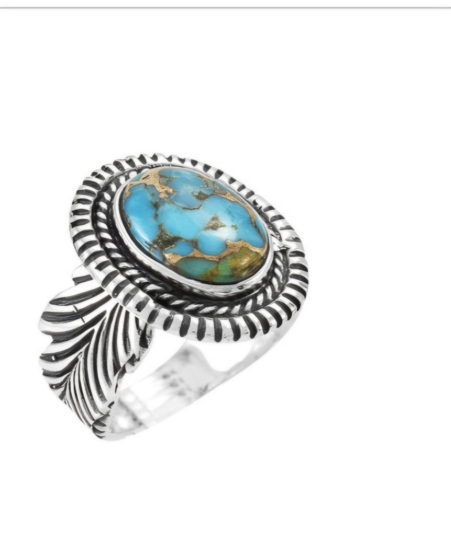 Feather Matrix Turquoise Sterling Silver Ring