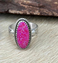 Handmade Sterling Silver Hot Pink Adjustable Ring Signed Nizhoni