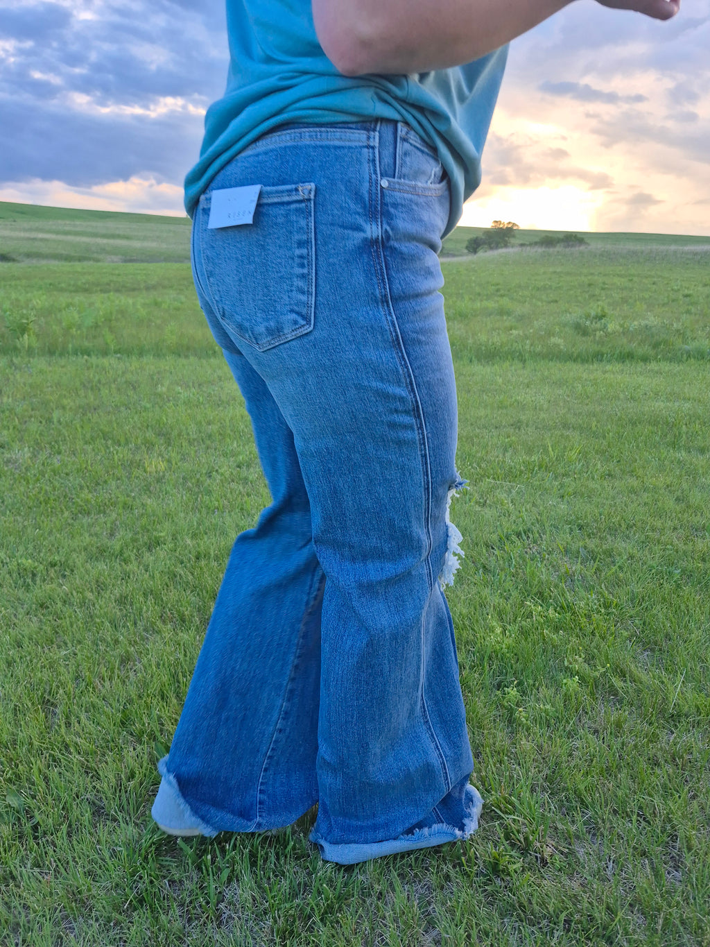RISEN High Rise Distressed Wide legged Dad Jeans