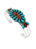 Turquoise and Coral Bracelet Sterling Silver