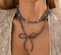 Beaded bow necklace with Turquoise