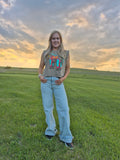 Risen light colored High Rise Wide Leg Jeans