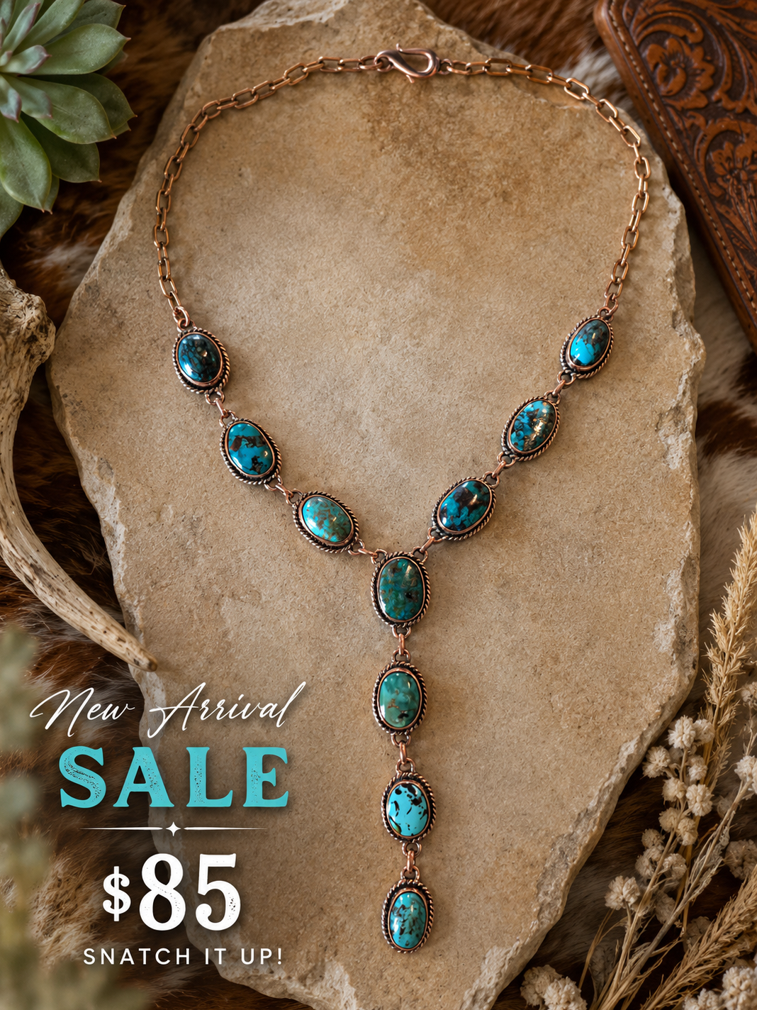 💙 Real Turquoise Copper Lariat Necklace 💙