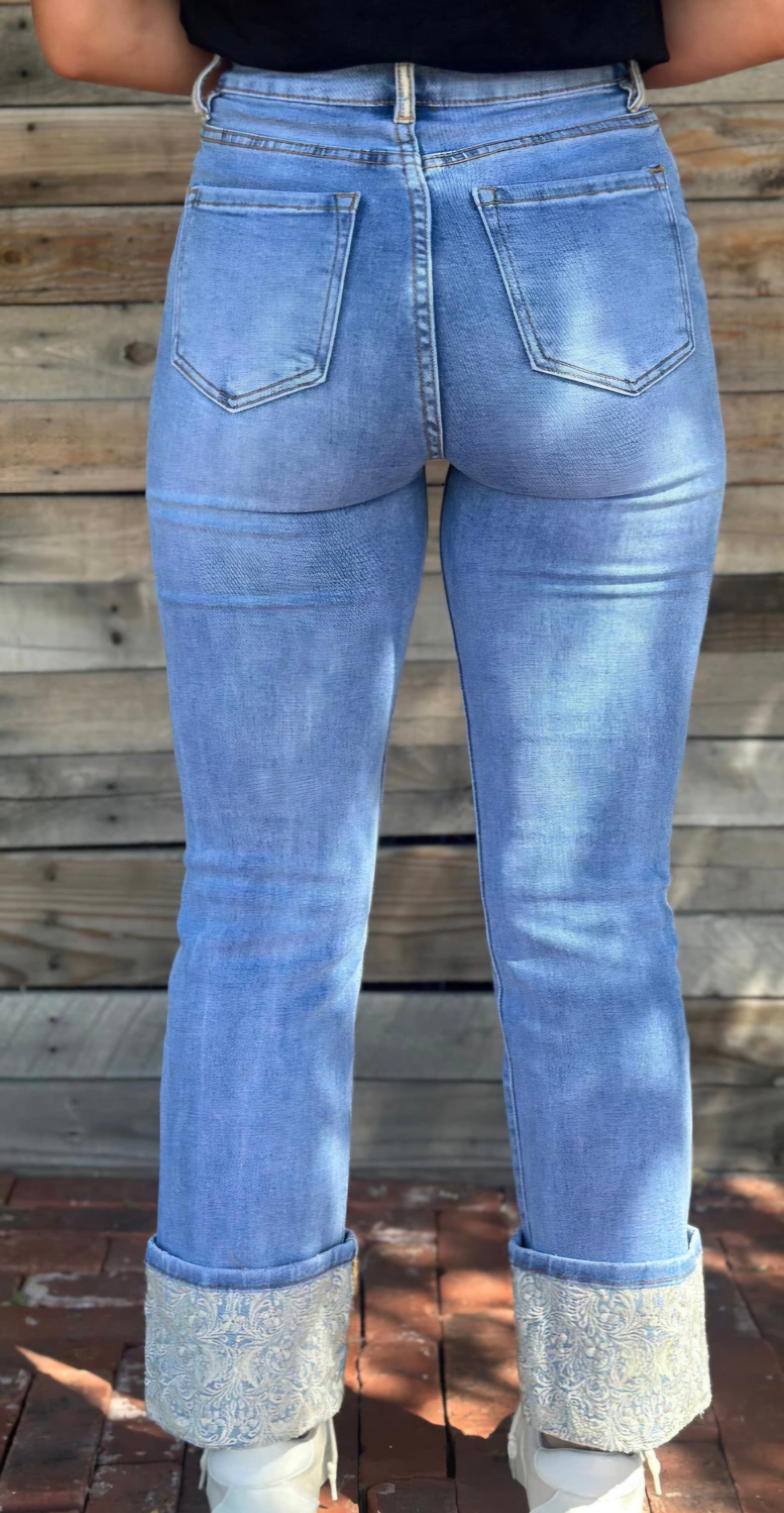 Sterling Kreek Embroidered Cuffed Jeans