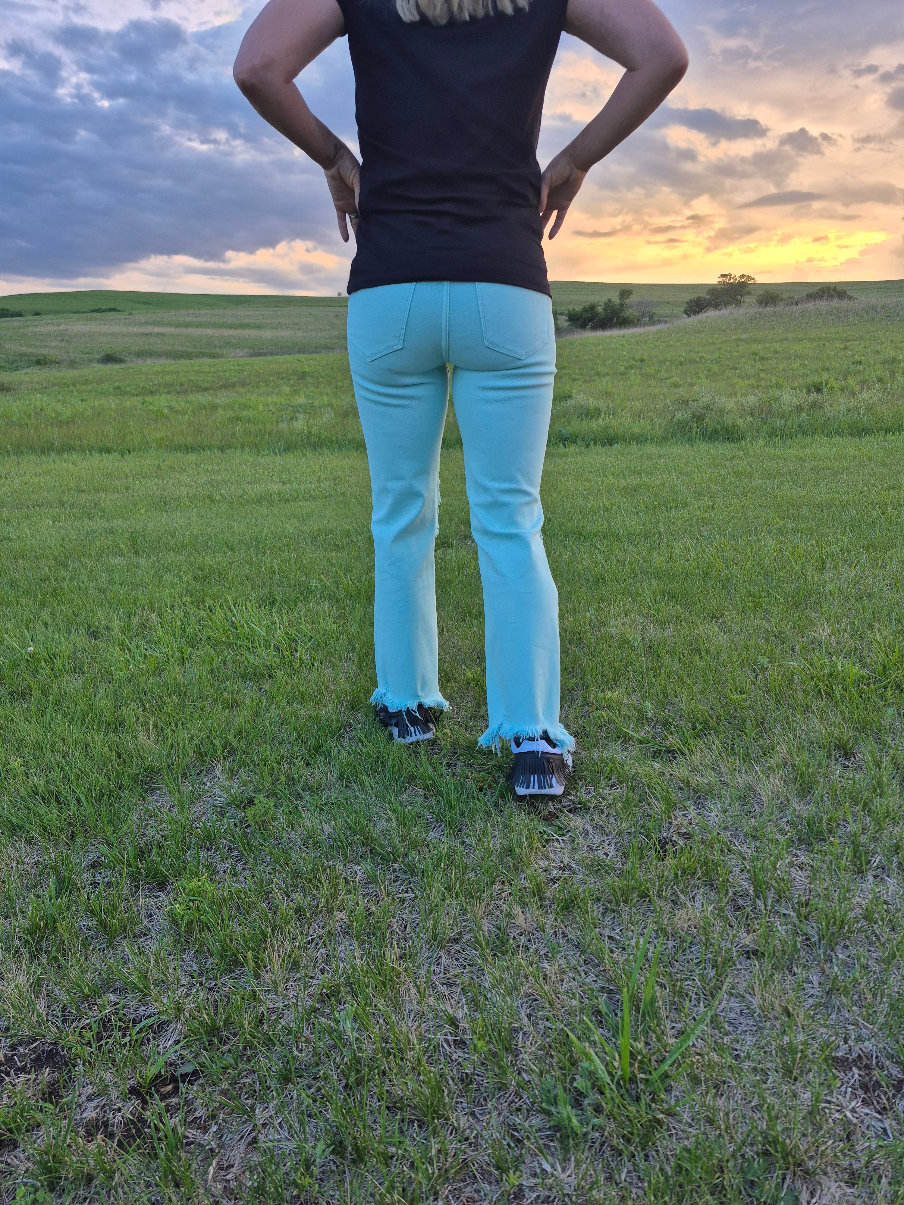 Risen High Rise Mint Jeans