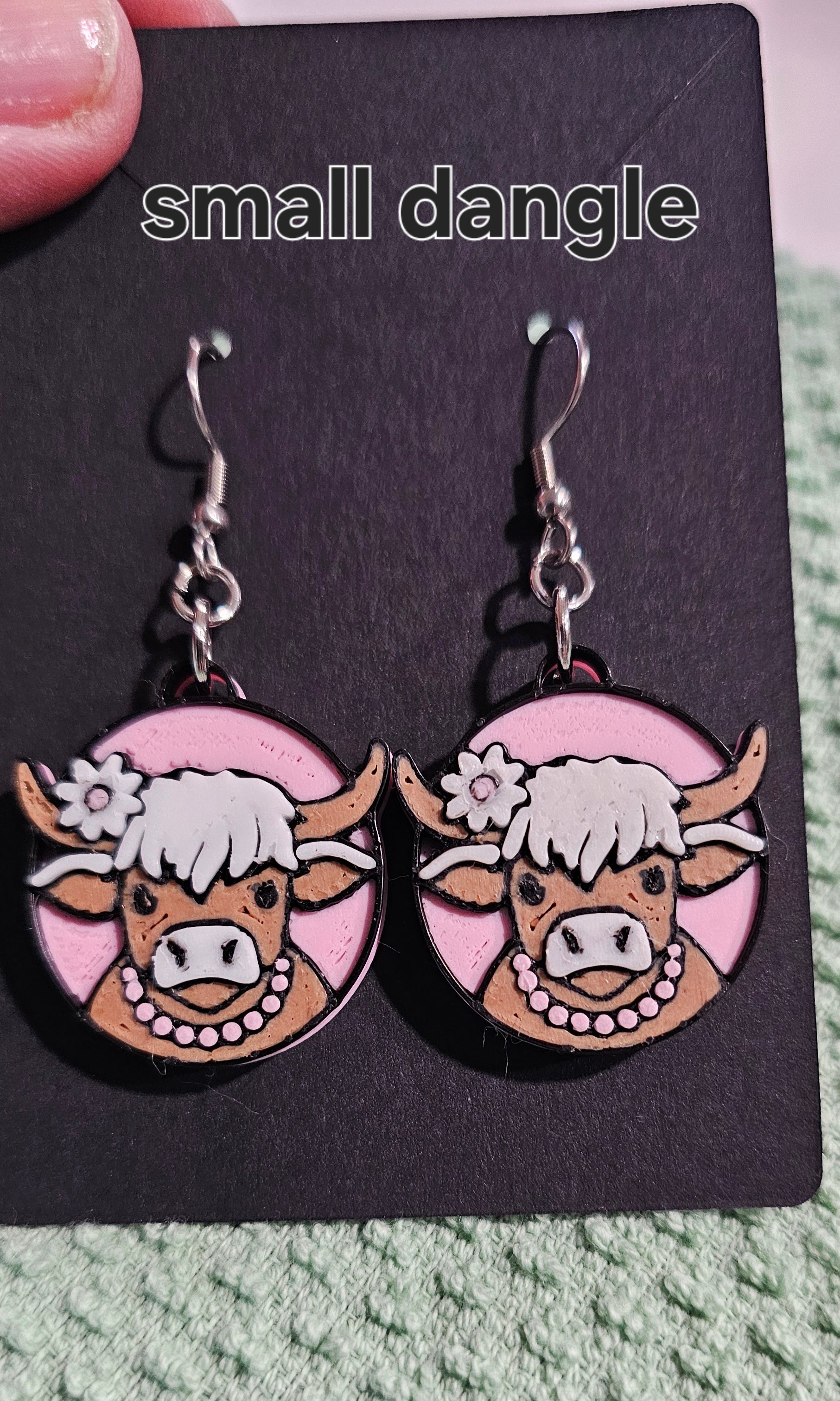 3d Western Cowgirl Cowboy Highland Cow Theme - Necklace, Purse Charm, Earrings, Keychain, Magnet