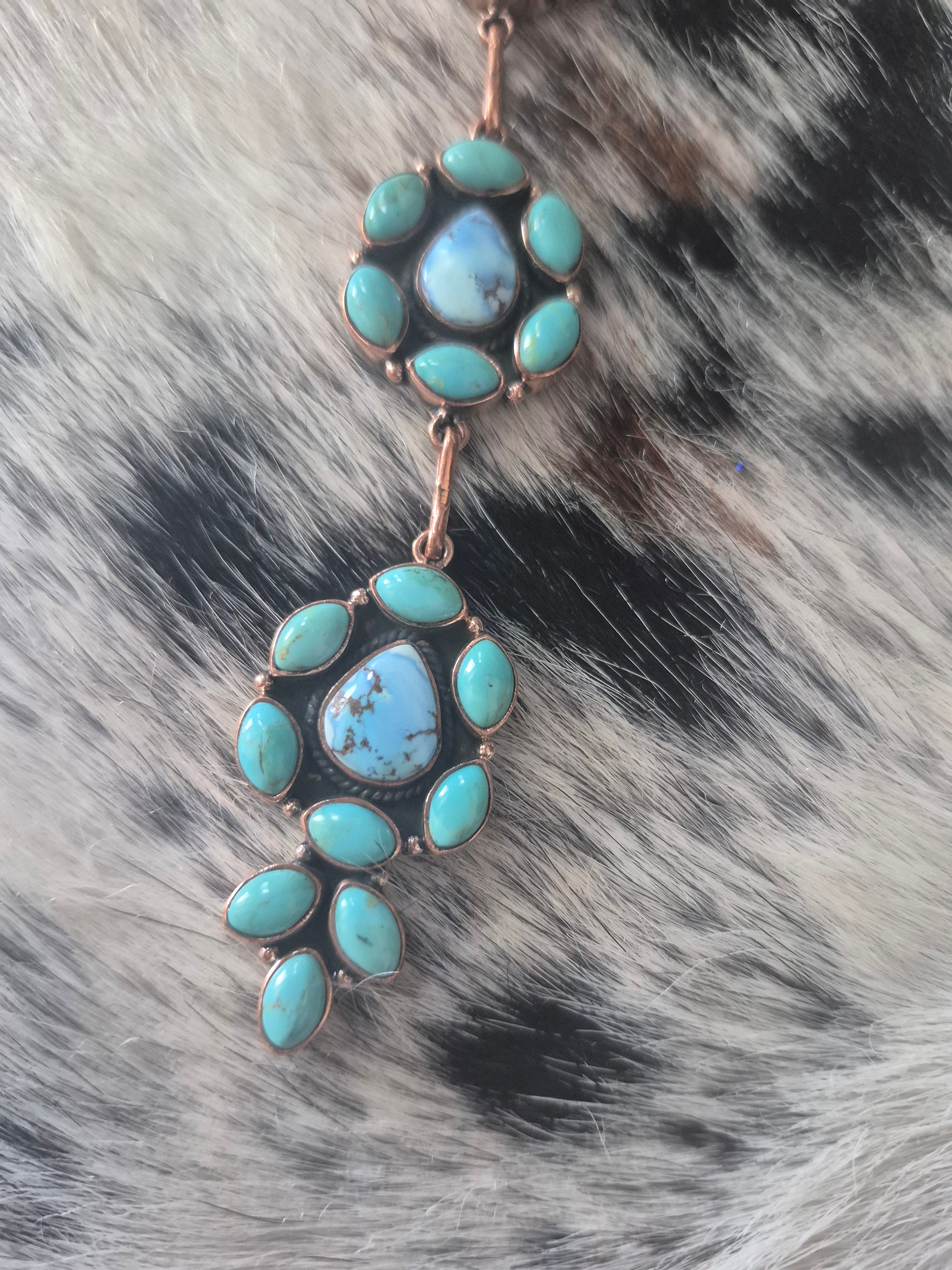 Turquoise and Copper Lariat necklace