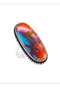 Rainbow Spiny Turquoise Sterling Silver Ring