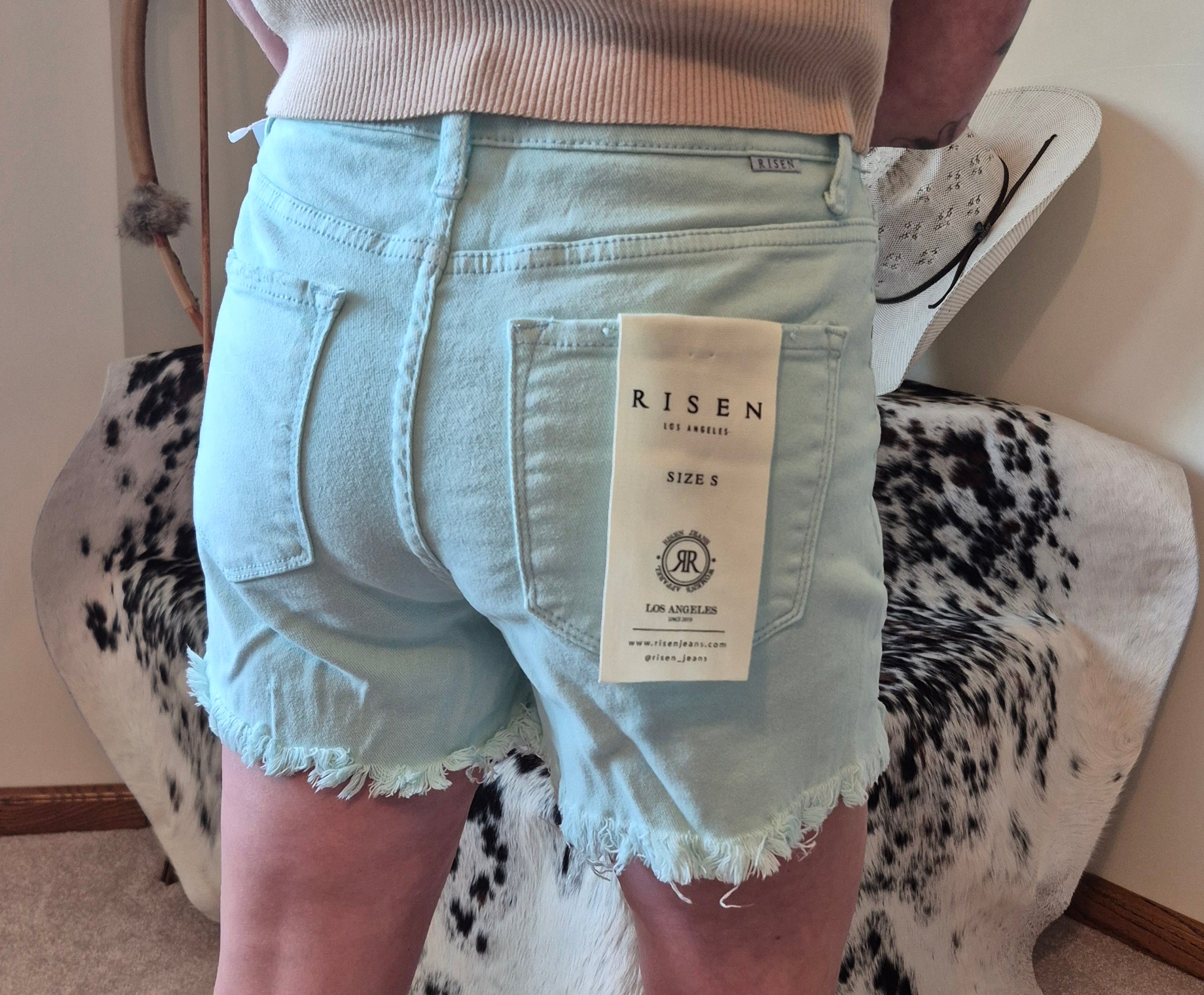 Risen High Rise Cross Over Shorts in Mint