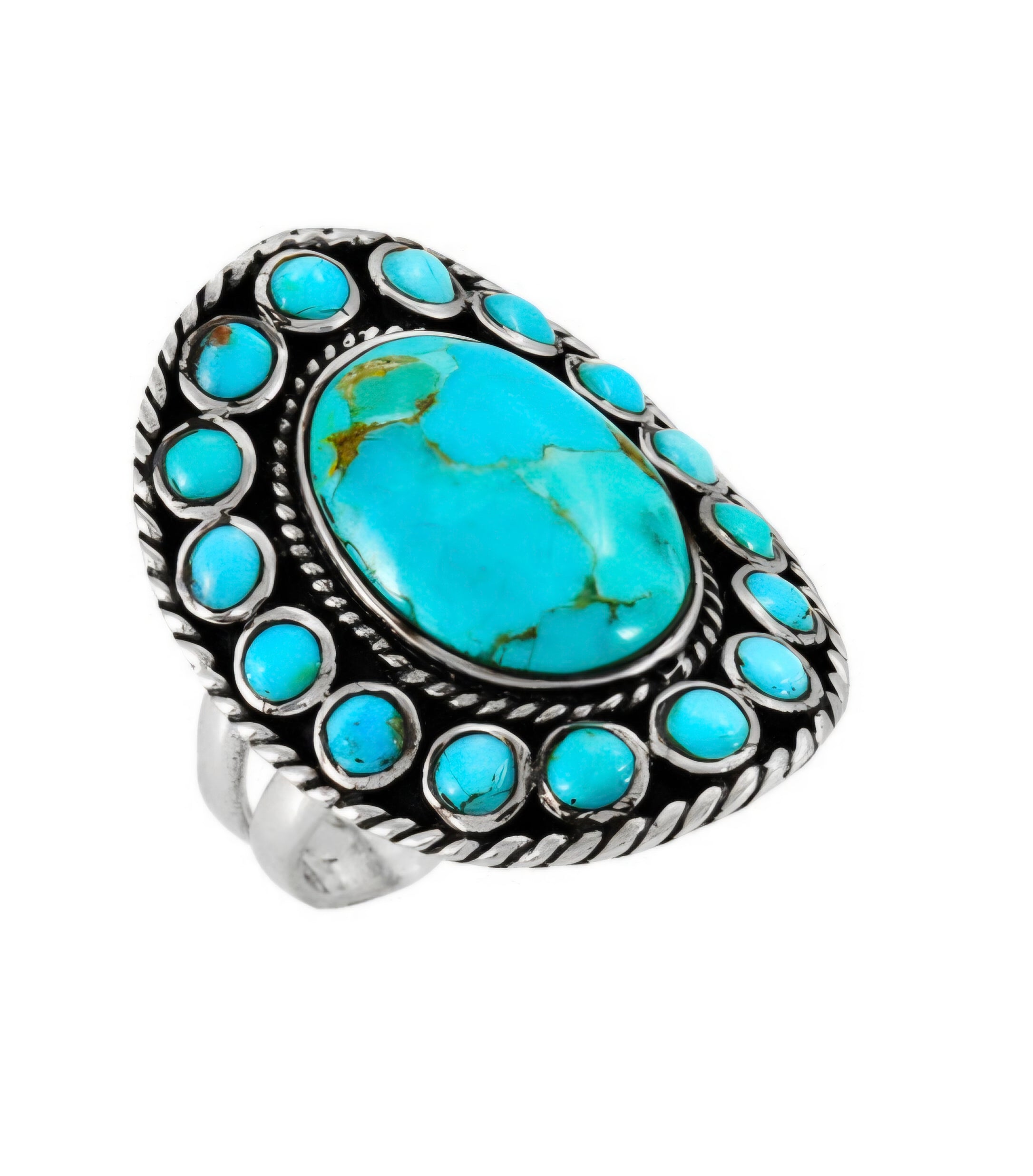 Turquoise Flower Sterling Silver Ring