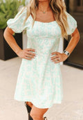 Lucky and Blessed Cream Cattle Brand puff sleeve Dress