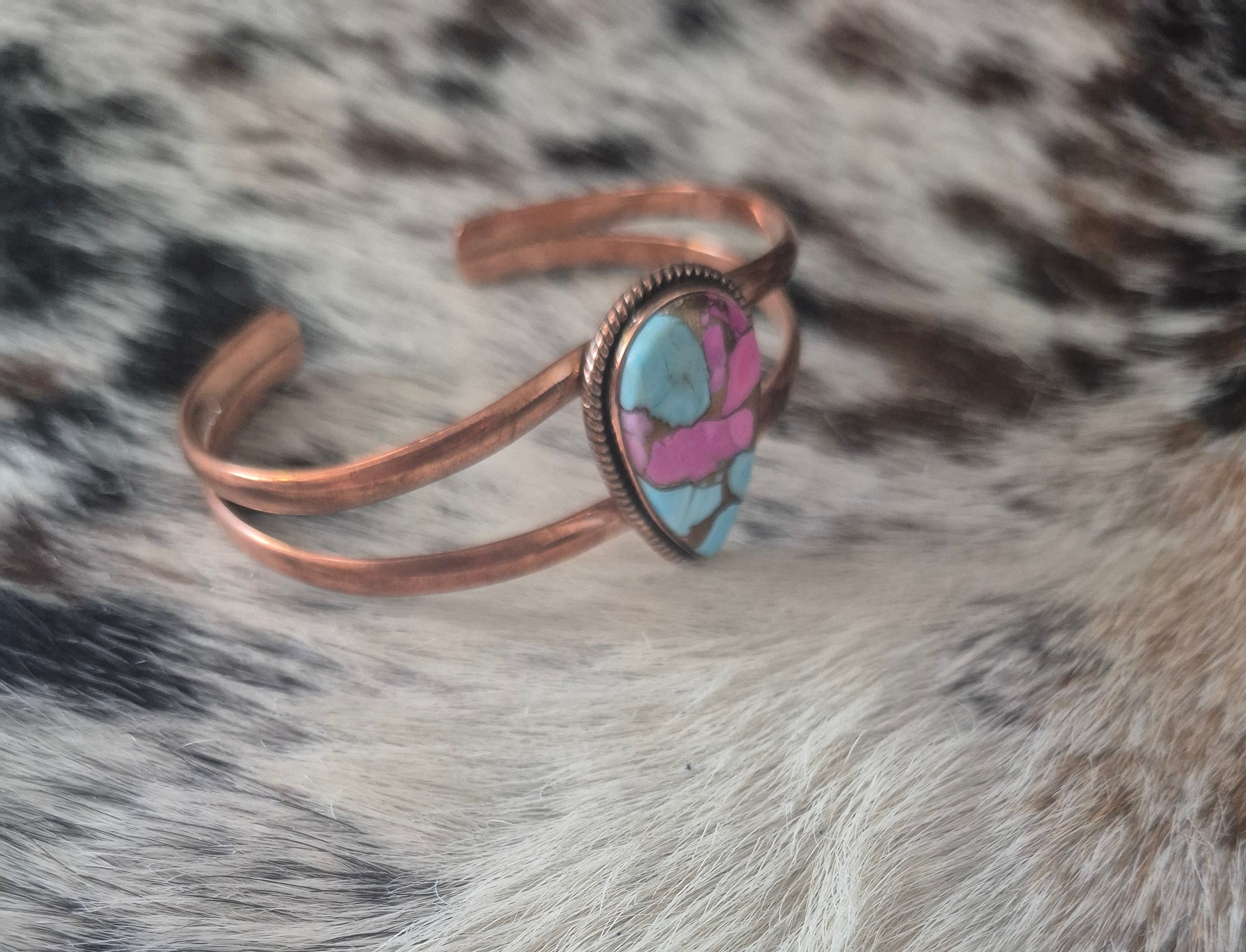 Cotton Candy Stone in Copper Bracelet