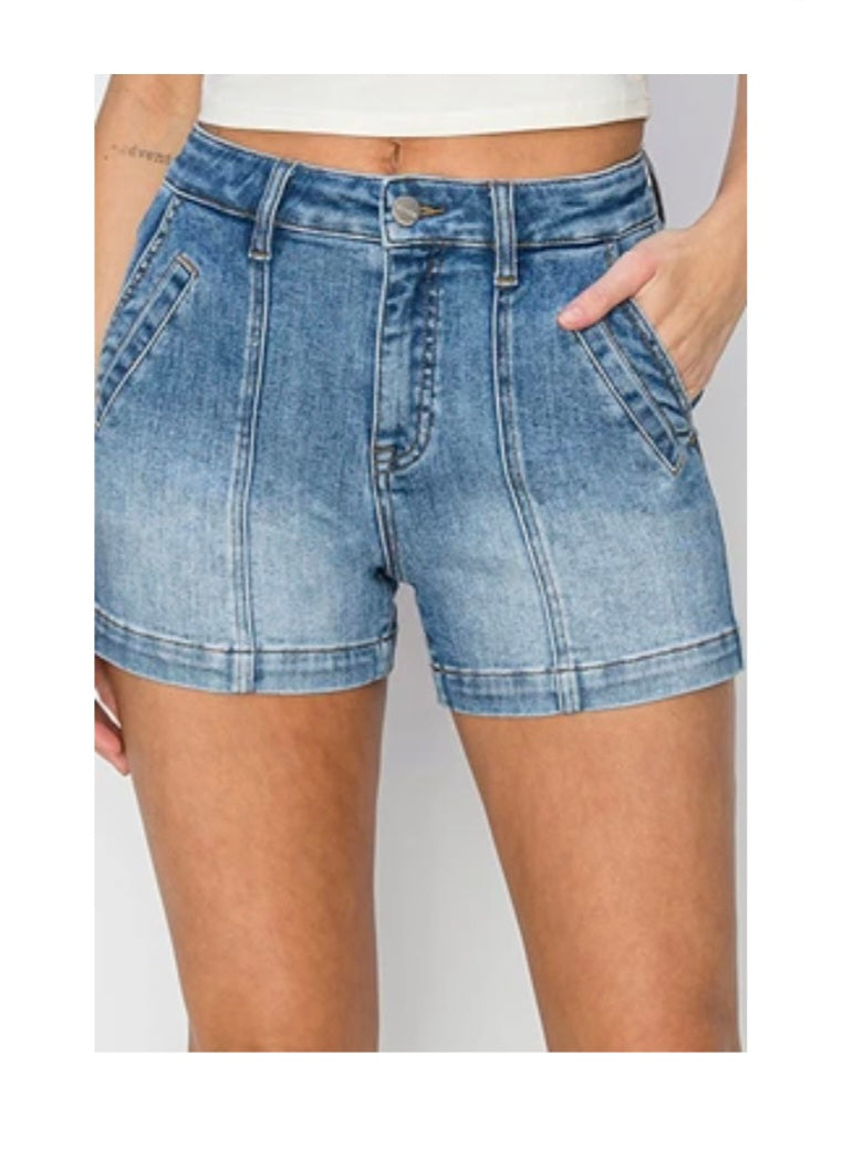 Risen High Rise Front Seam Shorts