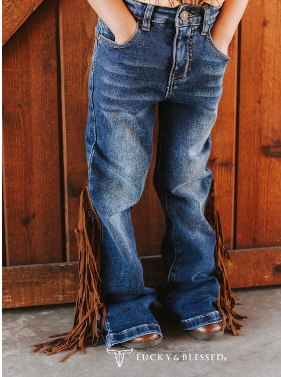 Girls Western Fringe Denim jeans by Lucky and Blessed