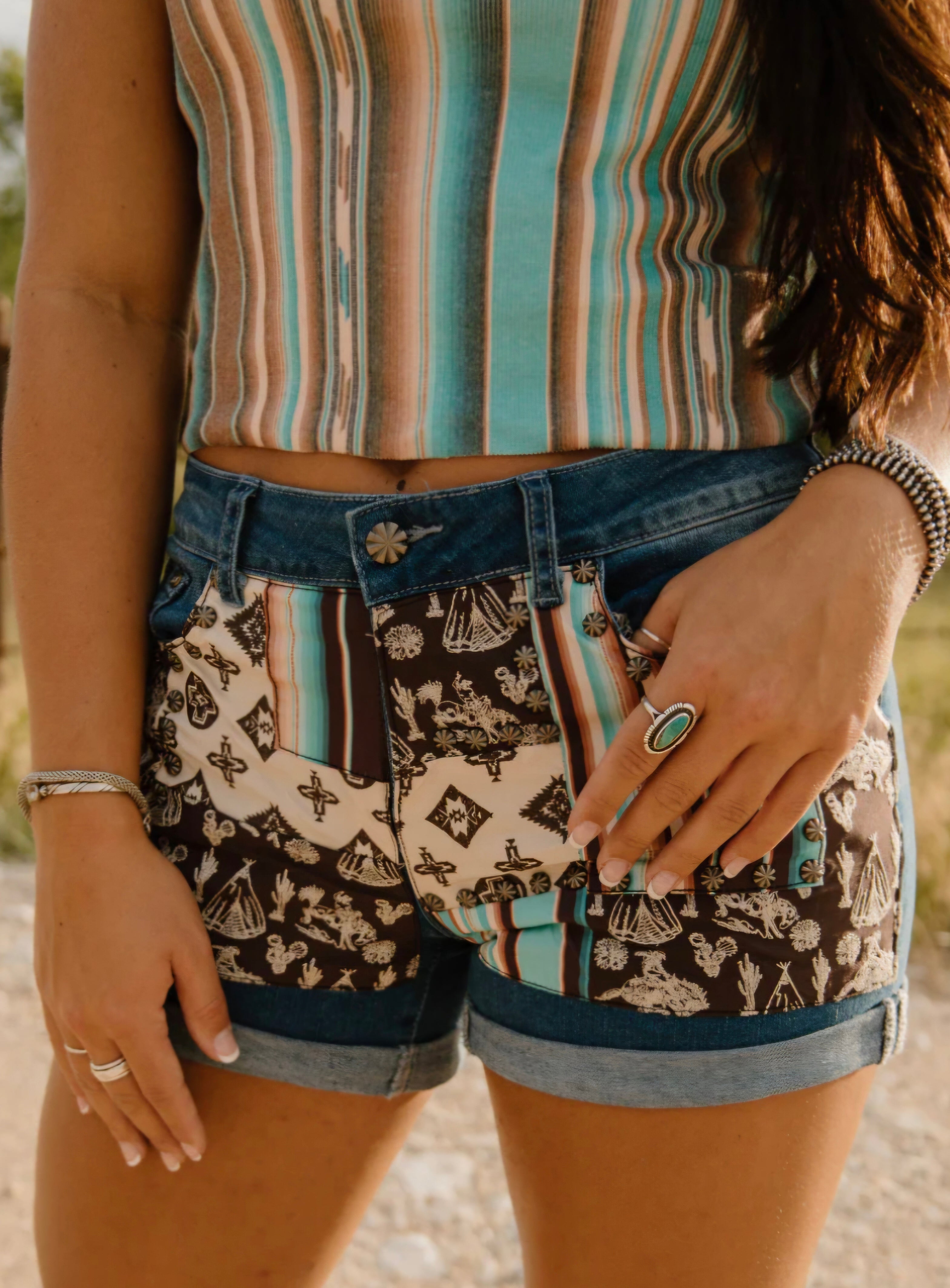 Sterling Kreek Patched Up Shorts Western