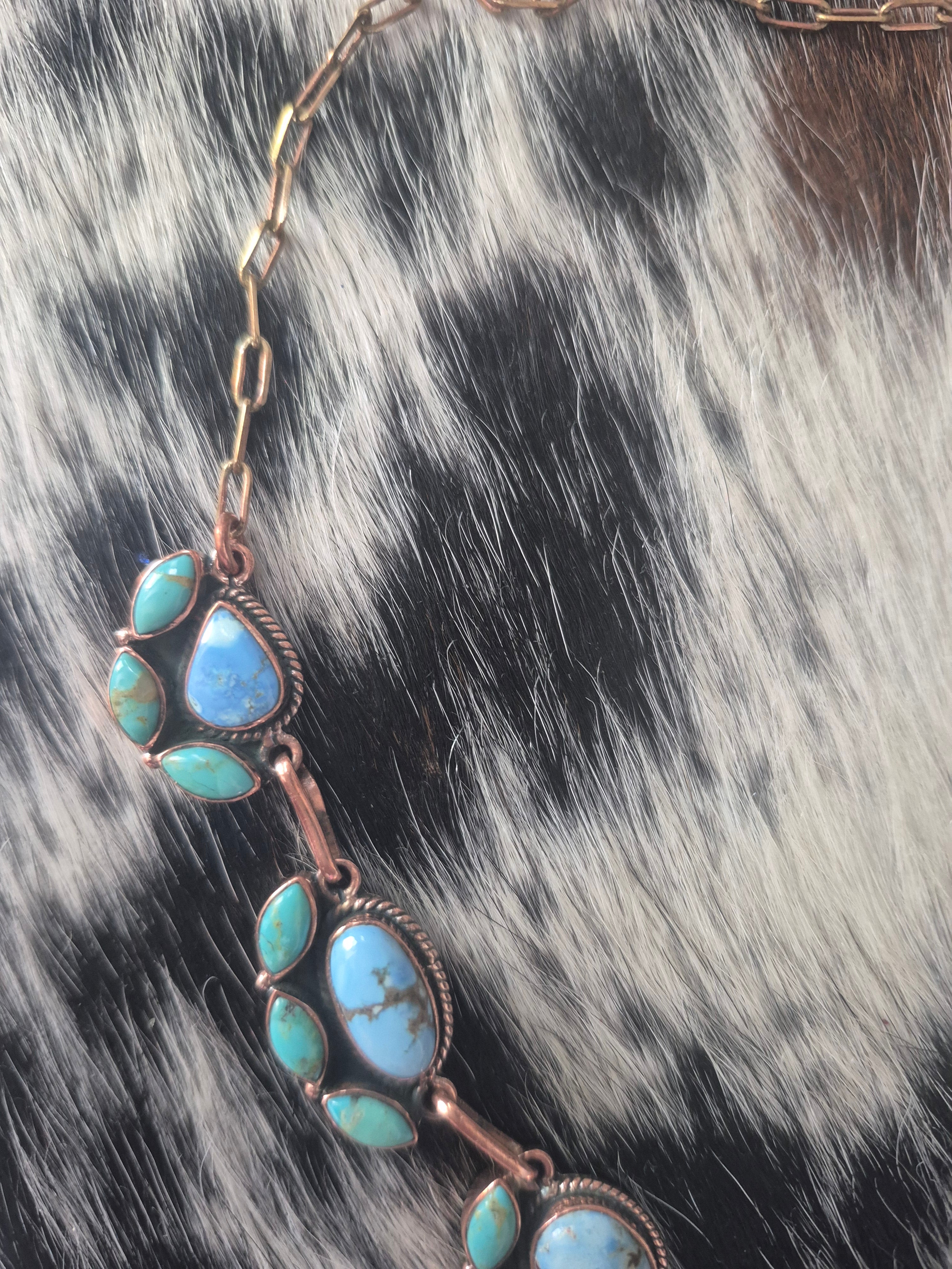 Turquoise and Copper Lariat necklace