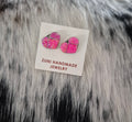 Zuni Sterling Silver & Pink Opal Inlay Heart Stud Earrings