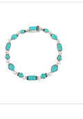 Turquoise Link Bracelet Sterling Silver