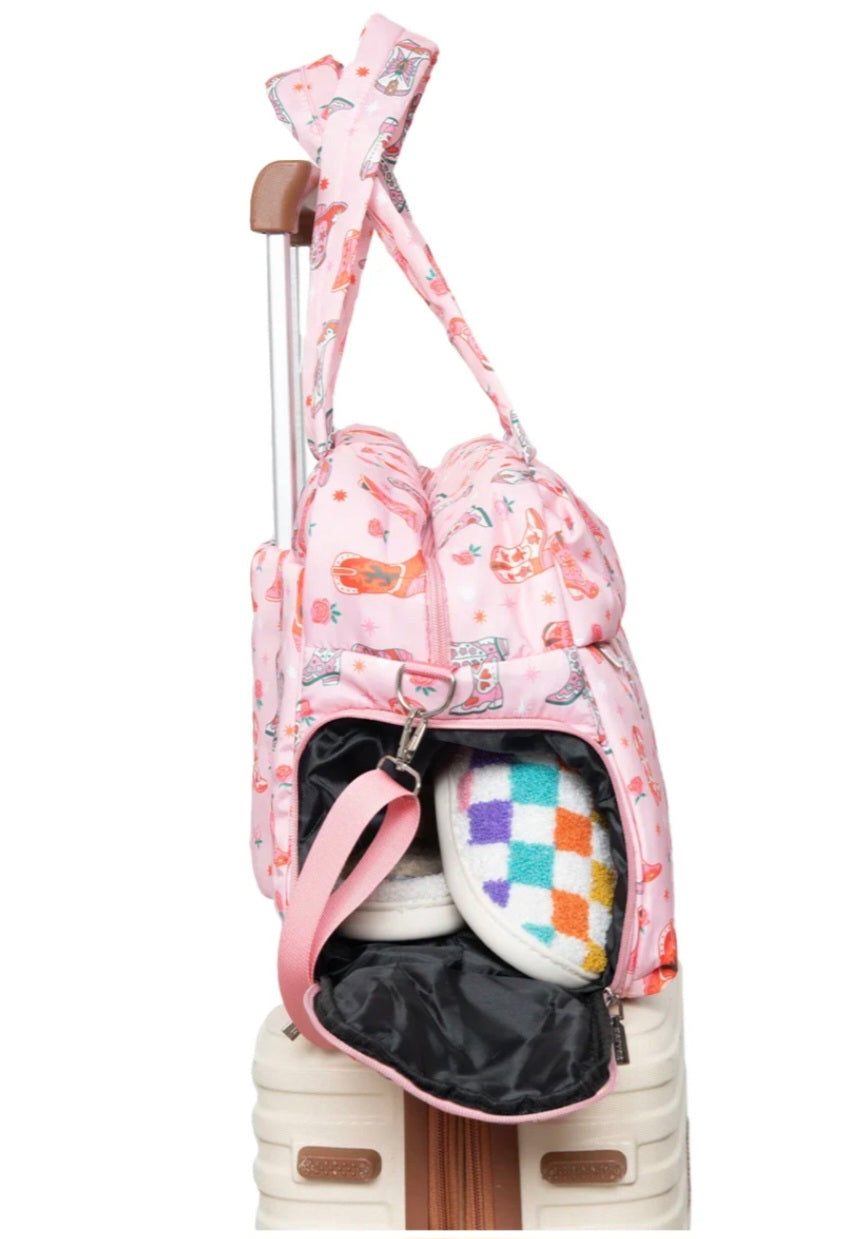 Katydid Boots and Roses Weekender bag