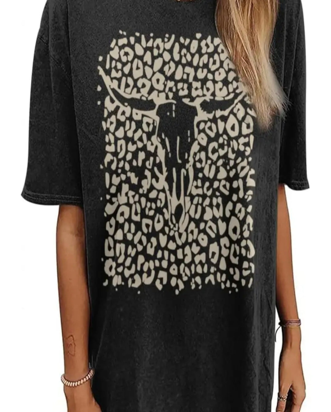 Cheetah Cow Skull Tee