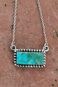 Handmade Sterling Silver Kingman Turquoise Bar Necklace