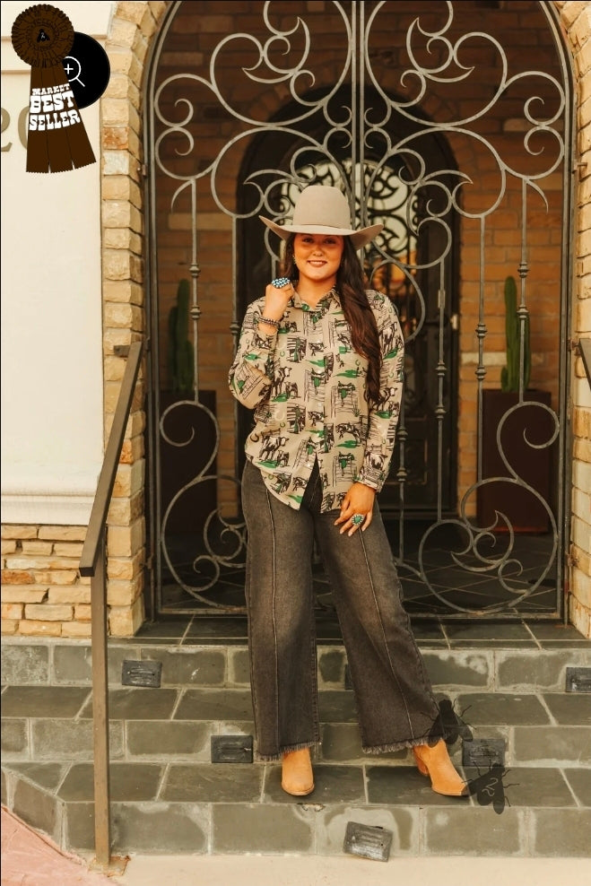 2 Fly Co Greener Pastures Pearl Snap