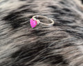 Handmade Hot Pink Opal Heart Sterling Silver Adjustable Ring