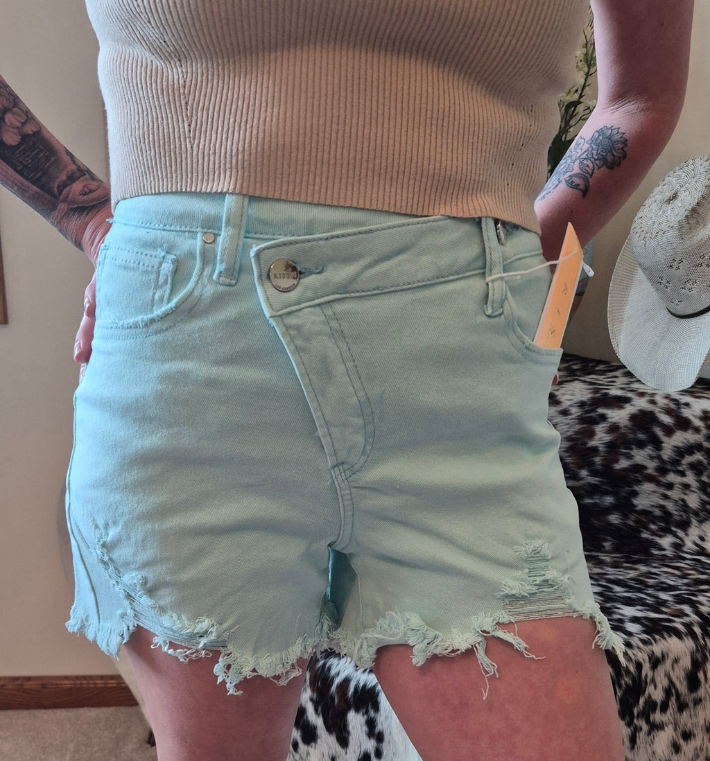 Risen High Rise Cross Over Shorts in Mint