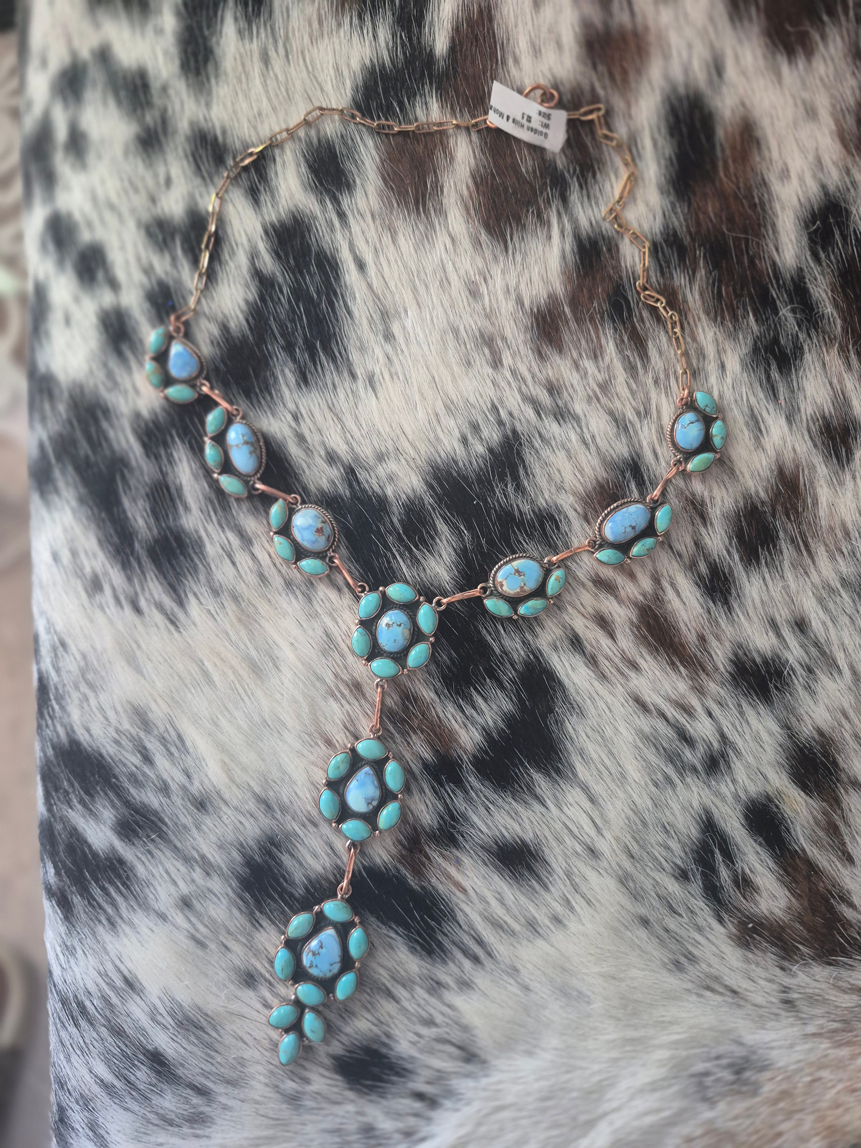 Turquoise and Copper Lariat necklace