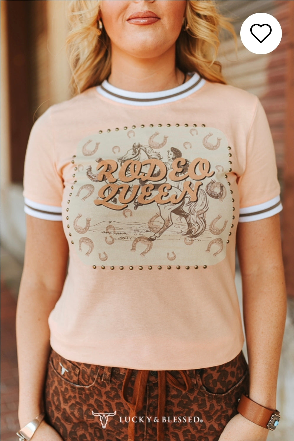 Lucky and Blessed Peach Rodeo Queen Vintage Tee