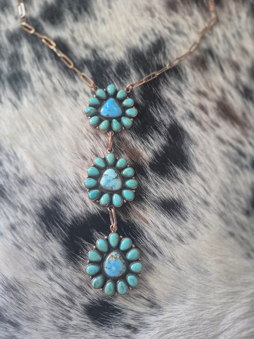 Turquoise and Copper Lariat Necklace