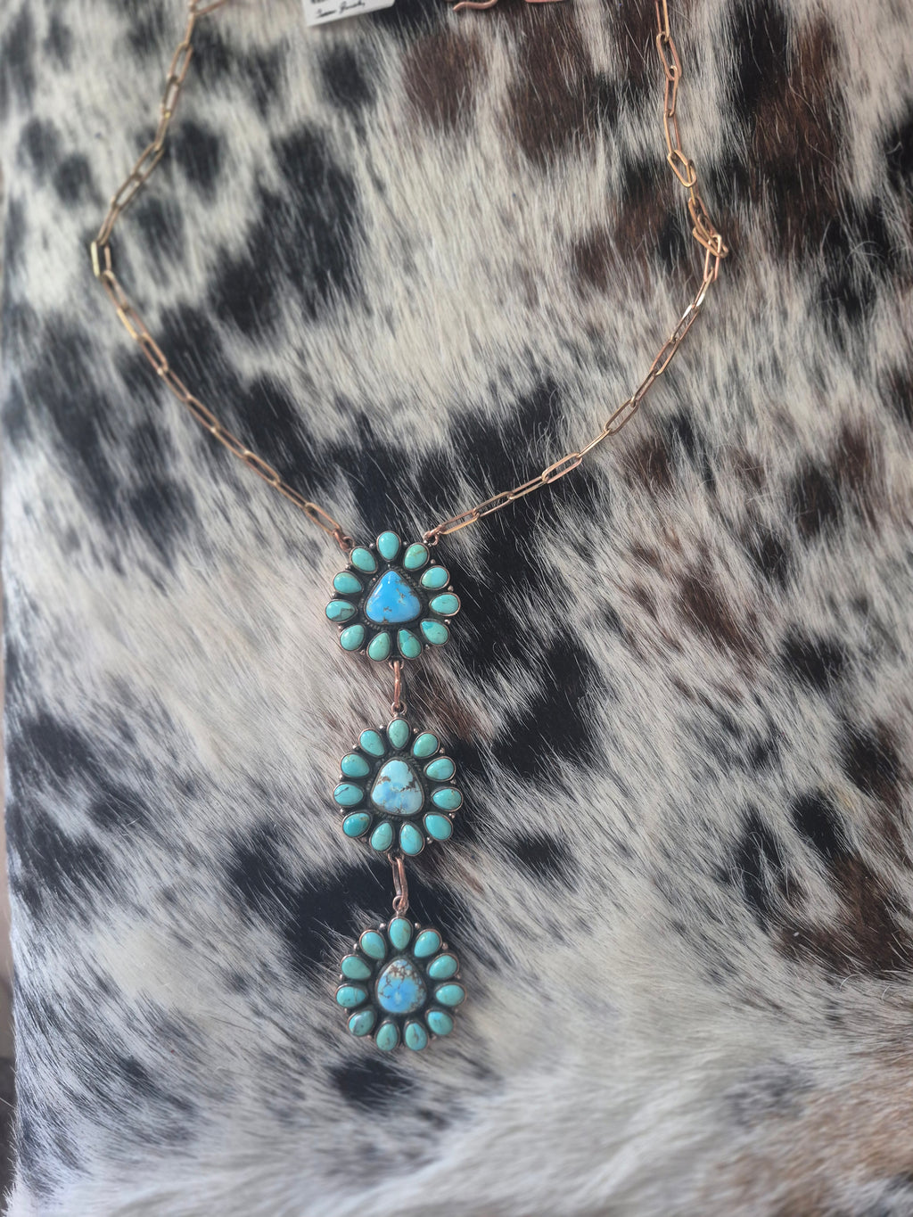 Turquoise and Copper Lariat Necklace